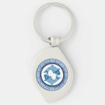 Två fiskpisces Koi Carp Chinoiserie Blue Mönster