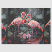 Två flamingos decoupage-vävnadspapper