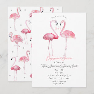 Två Flamingos Flamingo Förlovningshower Sommar Inbjudningar