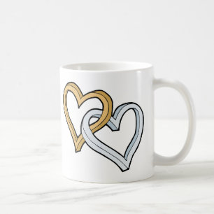 TVÅ FLÄTADE SAMMAN HJÄRTOR KAFFEMUGG