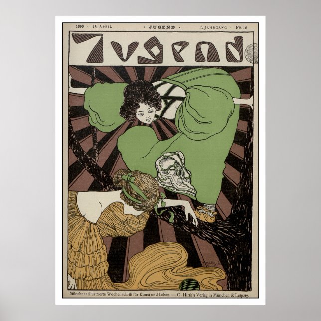 Två flickor - Art nouveau Poster (Framsidan)