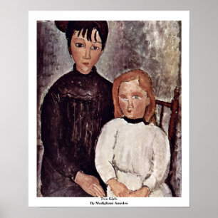 Två flickor av Modigliani Amedeo Poster