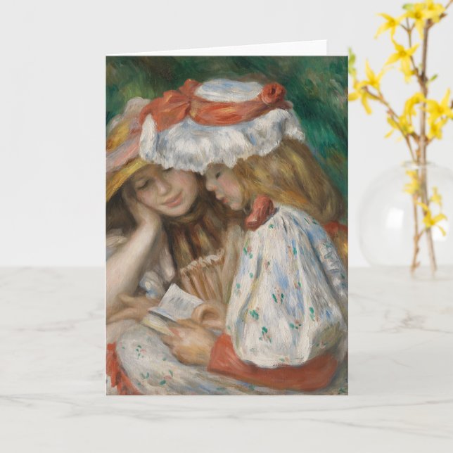 Två flickor Läser, Auguste Renoir Art Kort (Gul blomma)