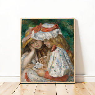 Två flickor Läser, Auguste Renoir Art Poster