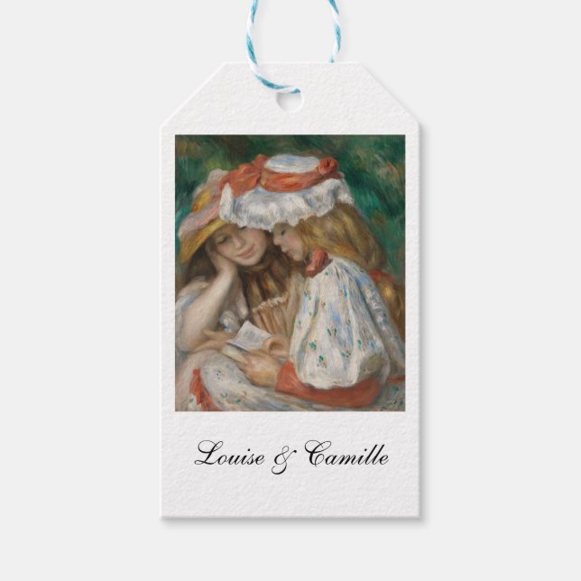 Två flickor Läser, Auguste Renoir Art Presentetikett (Framsidan)