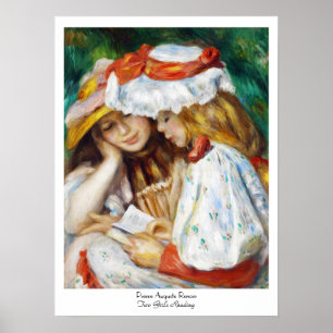 Två flickor Läser Pierre Auguste Renoir-målning Poster