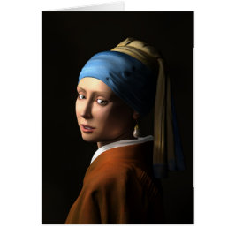 TVÅ FLICKOR MED PEARL EARRING 3D Computer ART C Hälsningskort