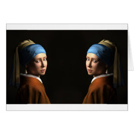 TVÅ FLICKOR MED PEARL EARRING HÄLSNINGSKORT