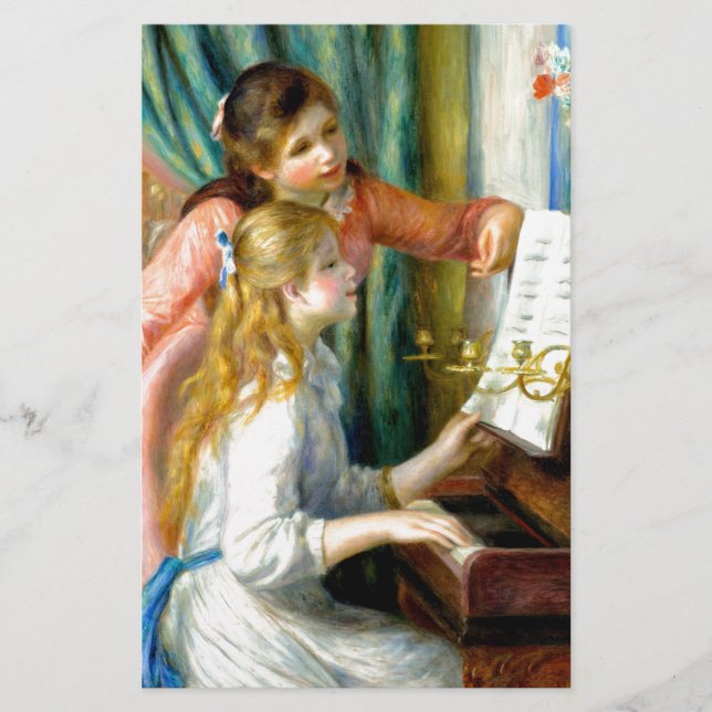 Två flickor på pianot - Pierre Auguste Renoir Brevpapper (Framsida)