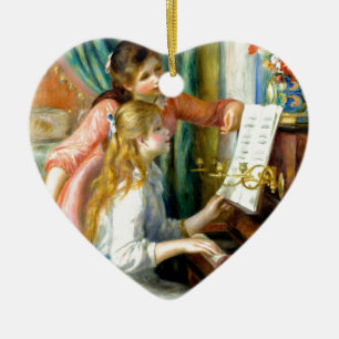 Två flickor på pianot - Pierre Auguste Renoir Julgransprydnad Keramik