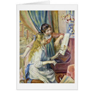 Två flickor på pianot, vid Pierre-Auguste Renoir Hälsningskort