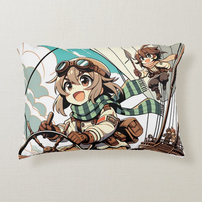 Två flickor seglar en frakt prydnadskudde (Framsidan)