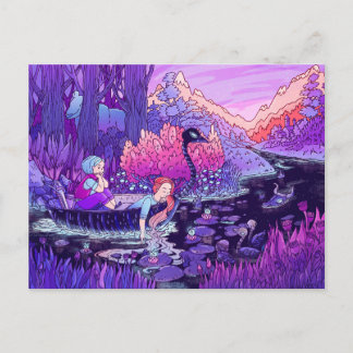 Två flickor seglar vid Svarta floden Vykort