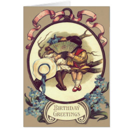 Två flickor som chattar i Träd Hälsningskort