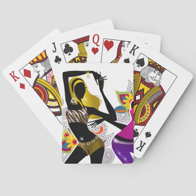 Två flickor som dansar Blommigtens bakgrundsvektor Casinokort (Baksidan)