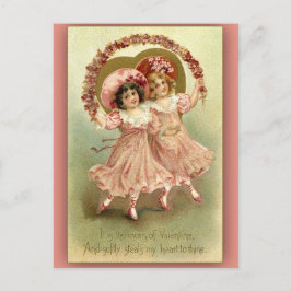 Två flickor som dansar Valentine Card Helg Vykort