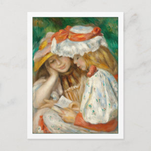 Två flickor som läser av Renoir Vykort