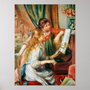 Två flickor vid Piano av Renoir Poster