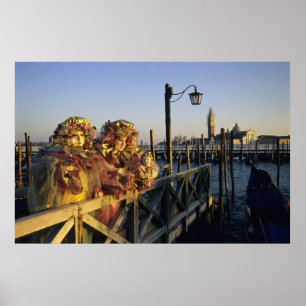 Två folk i karneval maskerar, Venedig (italien) Poster
