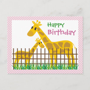Två (för) Cute Giraffes Grattis på födelsedagen-vy Vykort