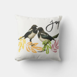 "Två för Joy" Magpies med blommigt accent. Kudde