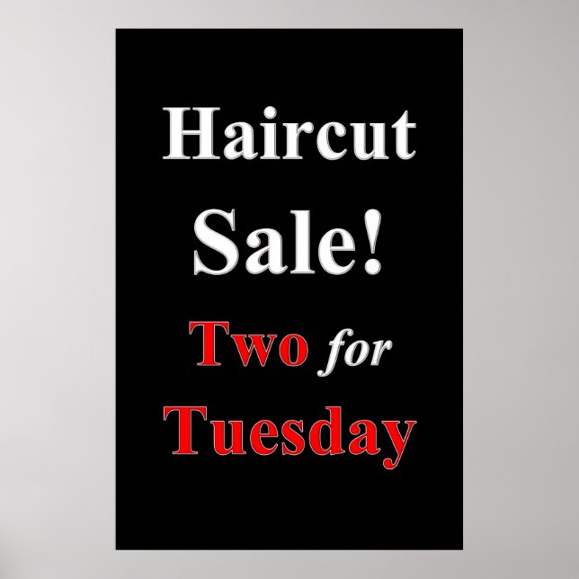 Två för tisdag Poster Haircut Sale Beauty Salon (Framsidan)