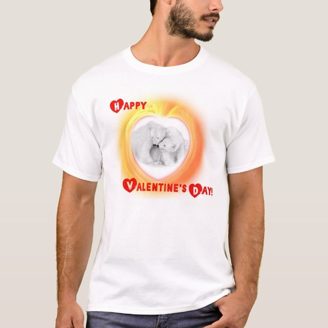 Två förälskade björnar -- Lyckliga valentin dag! T-shirt (Framsida)