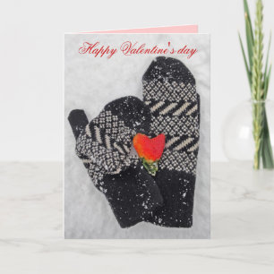 Två förälskat lyckligt valentin för mittens kort