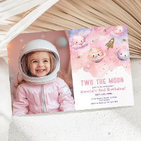 Två foto av Måne Girl rosa Space Birthday