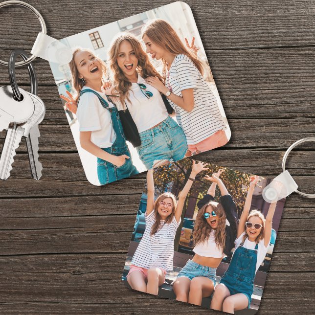 Två foto-Dubblans sidvändar Nyckelring (Two Photo Double Sided Friends keychain)