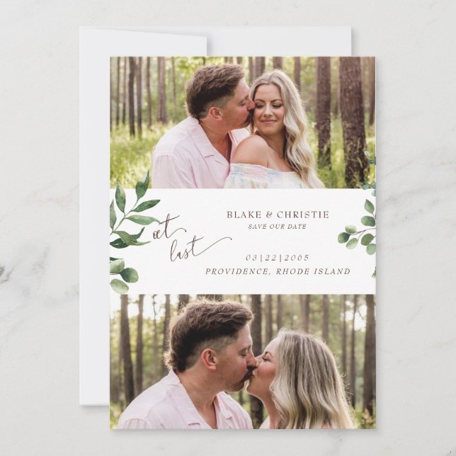 Två foto förra Bröllop Spara Datumet (Framsida)