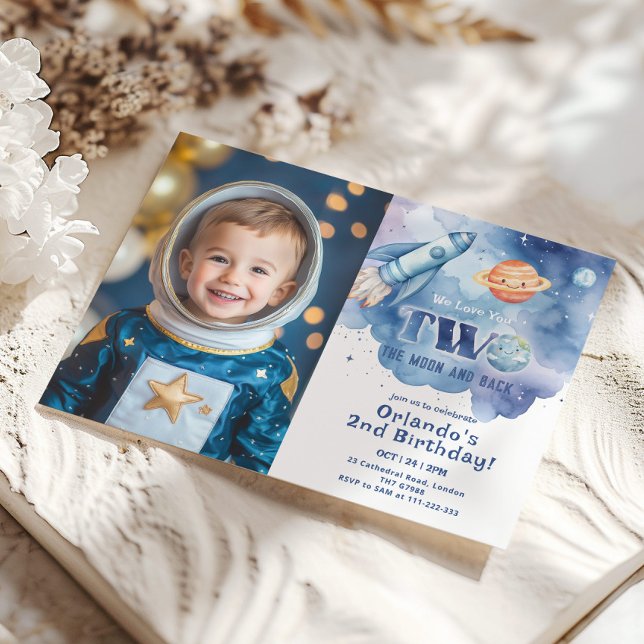Två foto från Måne och baksidan av rymden 2:a föde Inbjudningar (Skapare uppladdad)