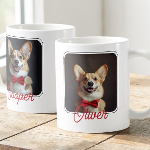Två-Foto Hundälskare Alla Hjärtans Dag Minimalist Kaffemugg