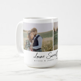 Två Foto Kalligrafi Kärlek Söt Kärlek Nygifta Kaffemugg