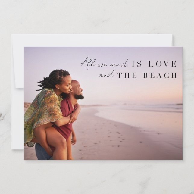 Två foto Kärlek och Beach Wedding Spara Datumet (Framsida)