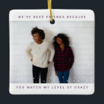 Två foto-Lila Best Friend Snowfall-Helgdag Julgransprydnad Keramik<br><div class="desc">Två foto-minimalister lila vit färg Best Friend Snowfall-jul-Helgdag keramisk prydnadsföremål</div>