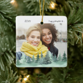 Två foto-lyckor är du i min Life Gräs-skog Julgransprydnad Keramik