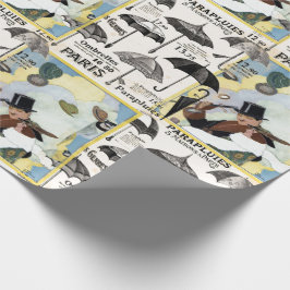 Två foto mönster Vintage paraply Herr hattar Presentpapper