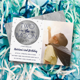 Två foto på Måne 2:a födelsedagen Inbjudningar