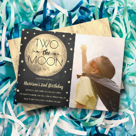 Två foto på Måne 2:a födelsedagen Inbjudningar