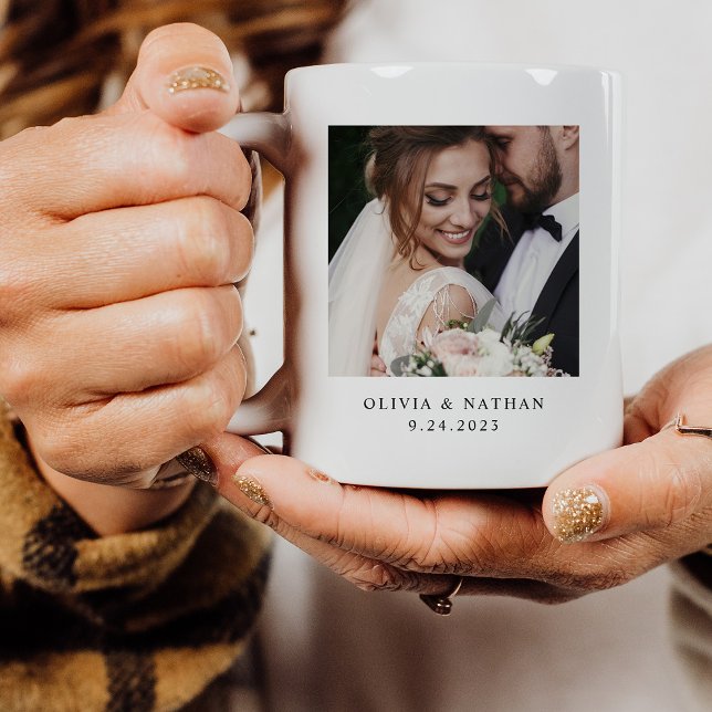 Två foto | Personligt bröllp-årsdagen Kaffemugg (Skapare uppladdad)