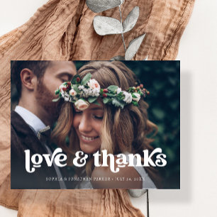 Två Foto Retro Boho Typografi Tack Meddelande Vykort