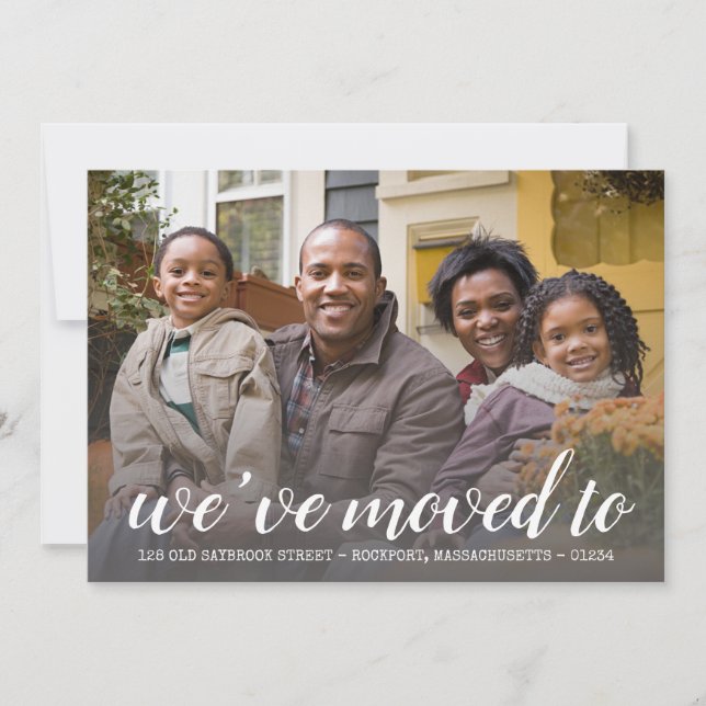 Två Foto Vi Har Bytt Adressändring Skript Meddelande (Framsida)