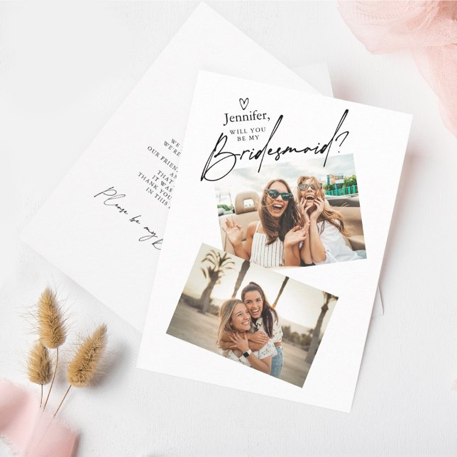 Två fotografier Bridesmaid Frieri kortmall (Skapare uppladdad)