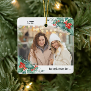 Två fotolyckor är du som Friend Holly Gräs Julgransprydnad Keramik