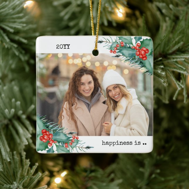 Två fotolyckor är du som Friend Holly Gräs Julgransprydnad Keramik (Träd)