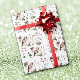 Två fotomallar Poinsettia Joy Peace jul Presentpapper