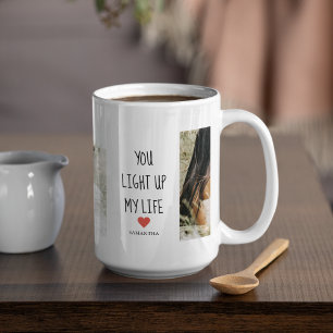 Två foton ALLA HJÄRTANS DAG Romantisk offert Kaffemugg