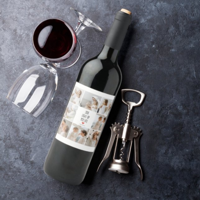 Två foton | ALLA HJÄRTANS DAG | Romantisk offert Vinflaska Etikett (Skapare uppladdad)