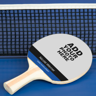 Två foton (båda sidor) med Player Namn Pingisracket
